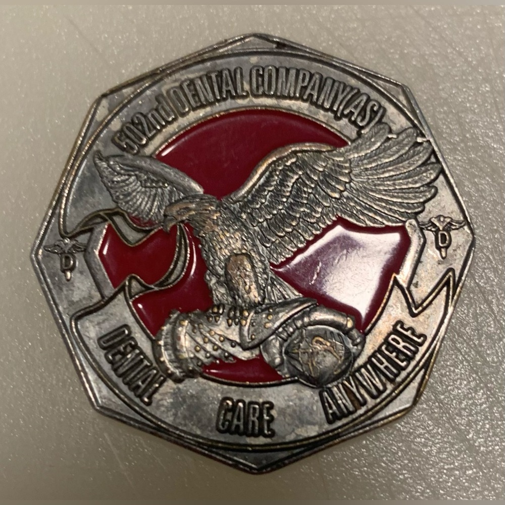 Source Unknown Silver Eagle Emblem Pin with Red Accent